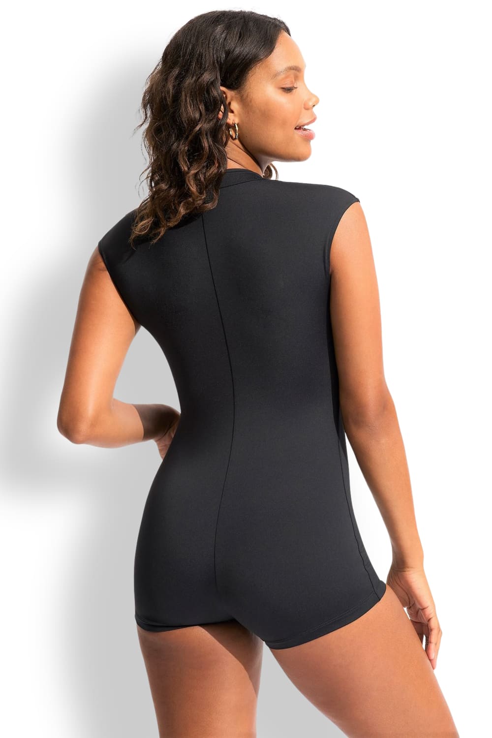 Купальник сплошной на молнии спереди и с трусиками шортами Seafolly 11123-942