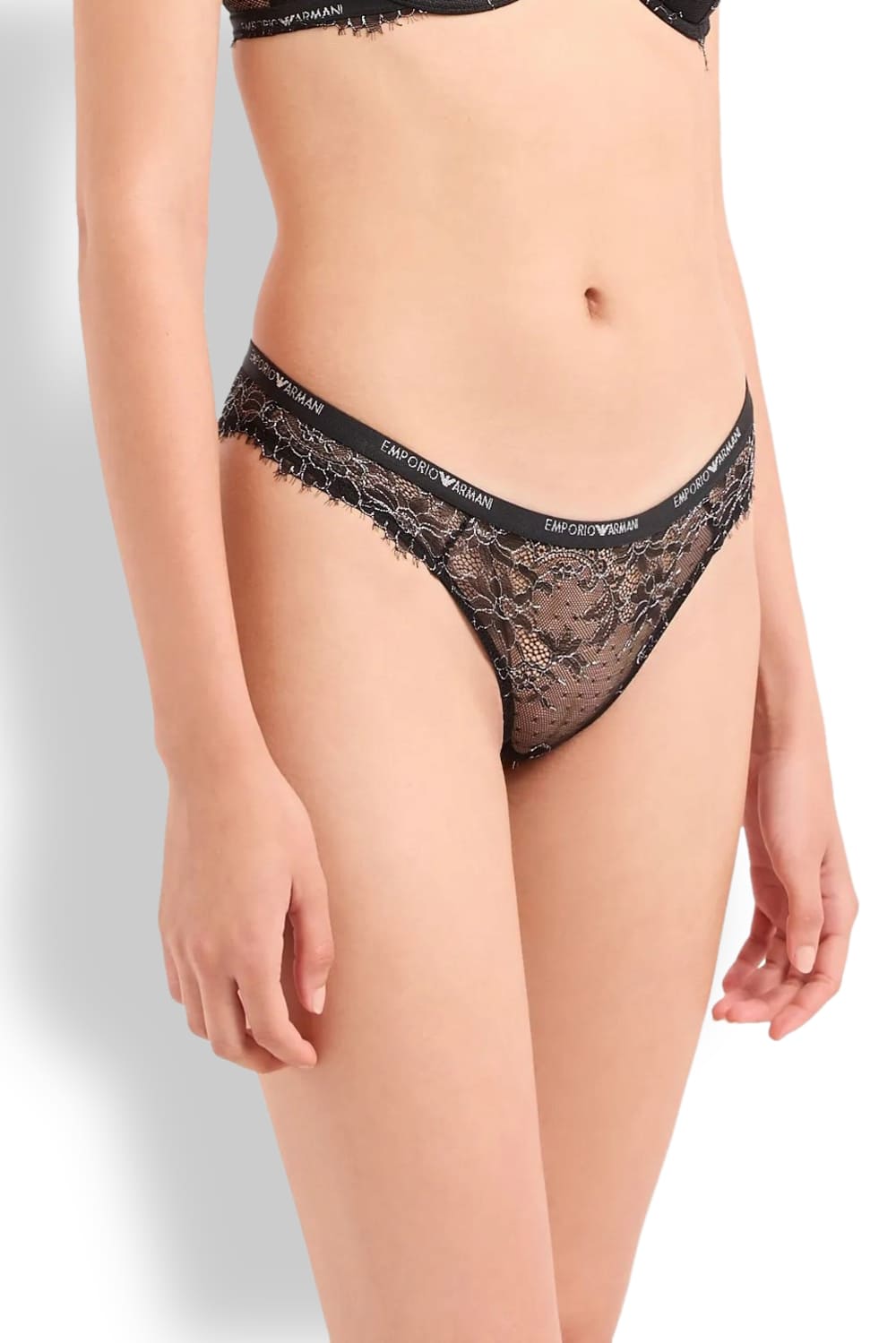 Кружевные классические трусы слипы с люрексом Emporio Armani 162525 3F207