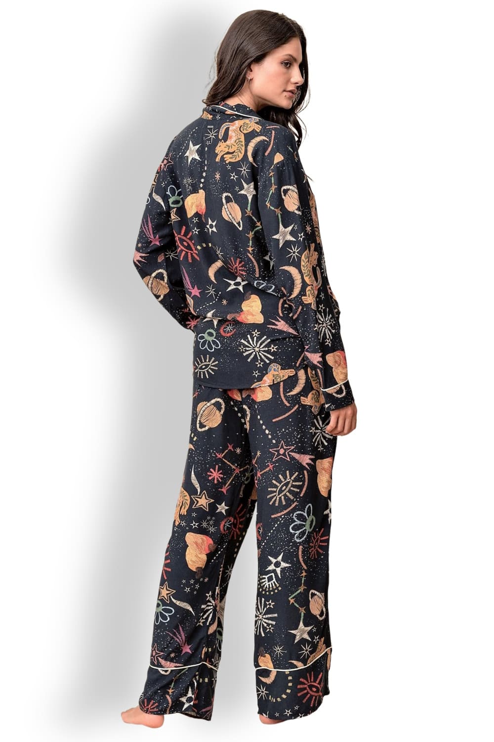 Брючный комплект для отдыха с длинным рукавом Maaji Night Jaguar Dandelion PT1014ZPS013