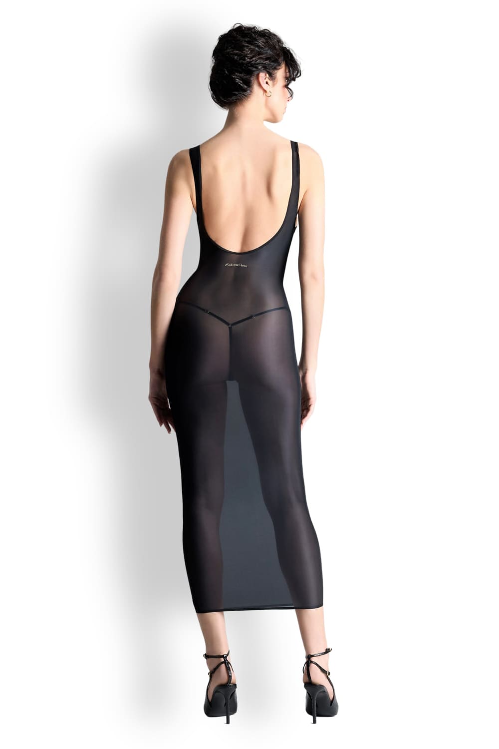 Длинное платье на широких бретелях из тонкого трикотажа Maison Close 562332