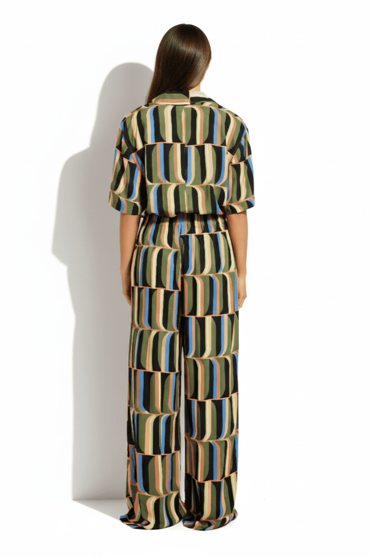 Комплект из рубашки с коротким рукавом и брюк палаццо JETS J61438/J61439