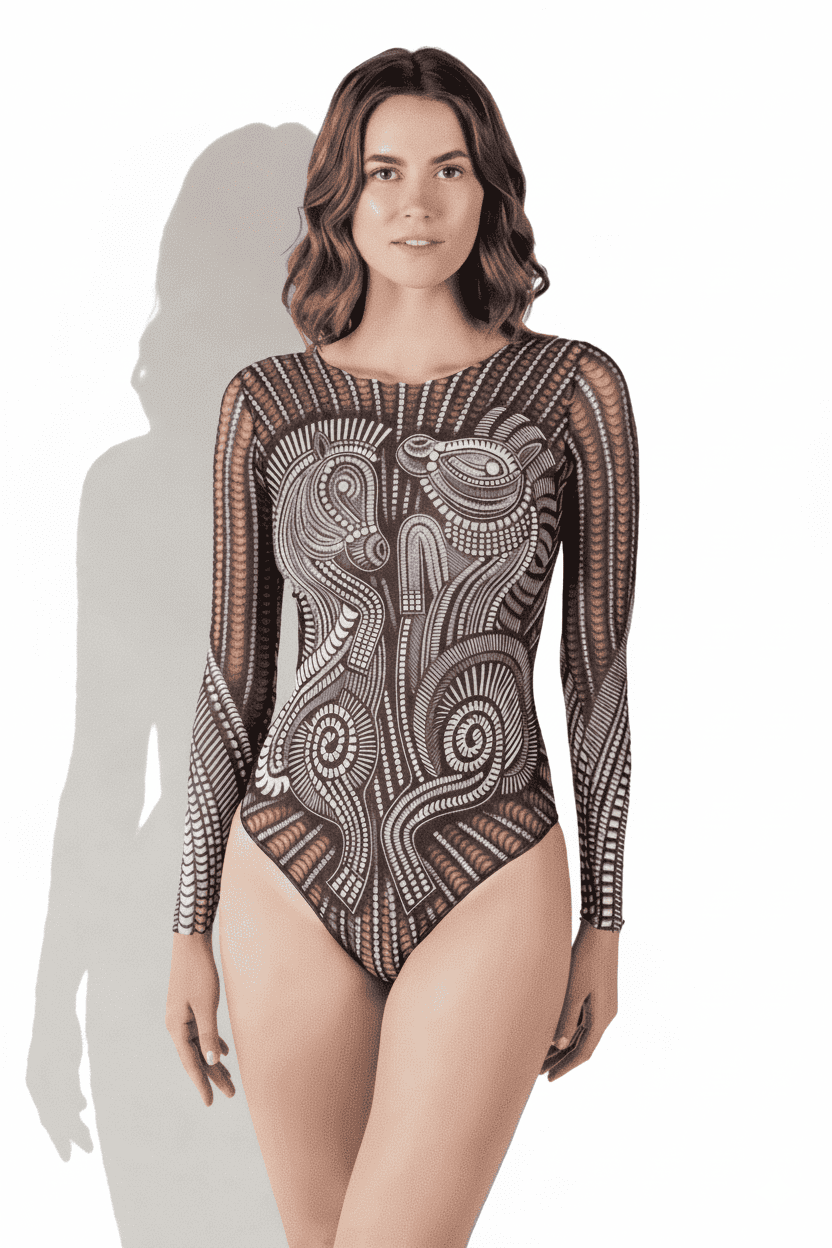 Слитный умный купальник с длинным рукавом с UV-защитой Год лошади RoDaSoleil