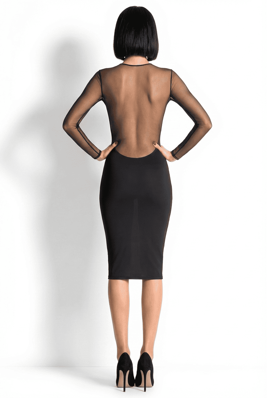 Платье миди с V-образным вырезом и длинными рукавами Maison Close 563442