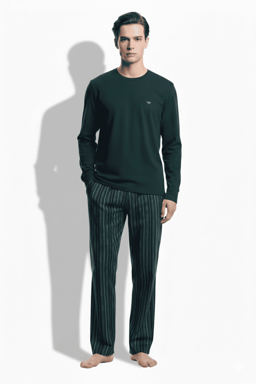 Мужская пижама с лонгсливом и брюками из хлопка Emporio Armani EM000611 AF14994