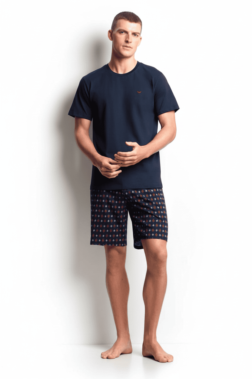 Мужская пижама с футболкой и бермудами из хлопка Emporio Armani EM000400 AF14994