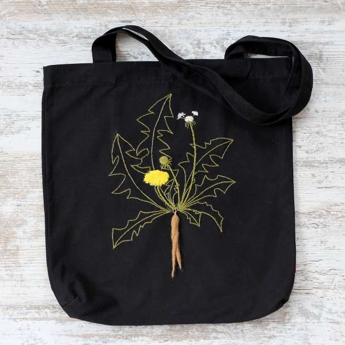 шоппер черный с вышивкой