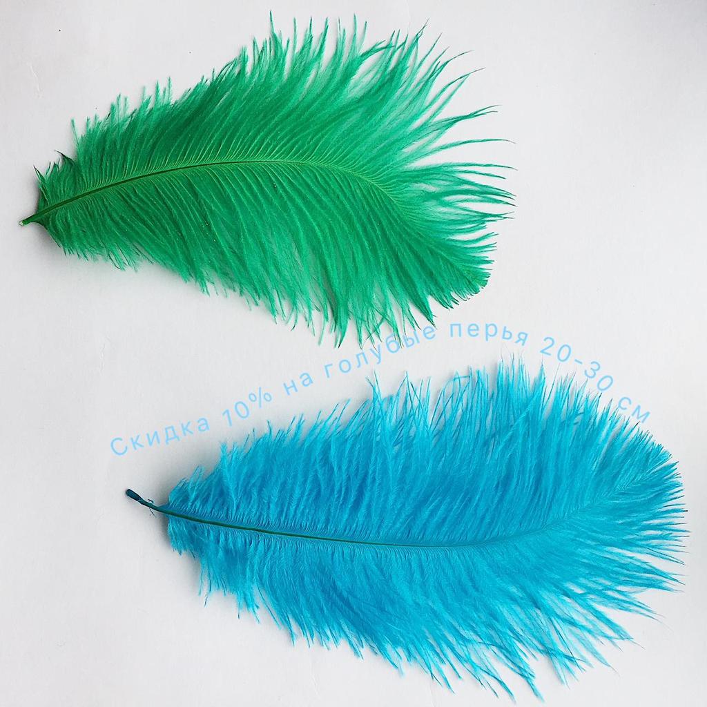 Перо Страуса 20-30 см Голубой
