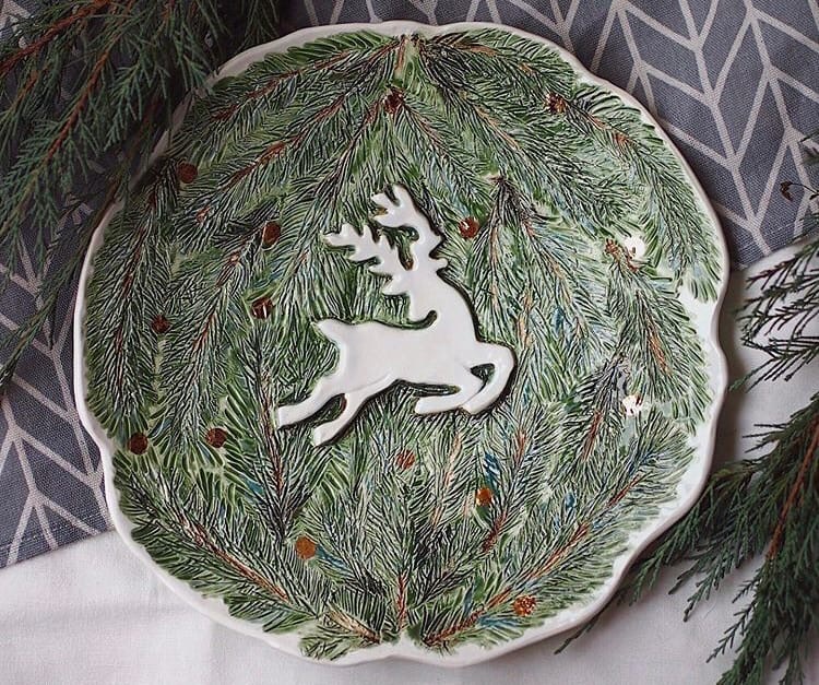 Блюдо ручной работы Северный олень
