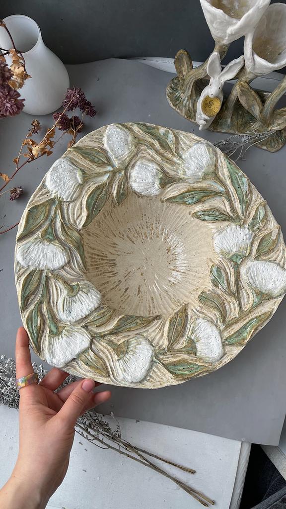 Блюдо Белые цветы