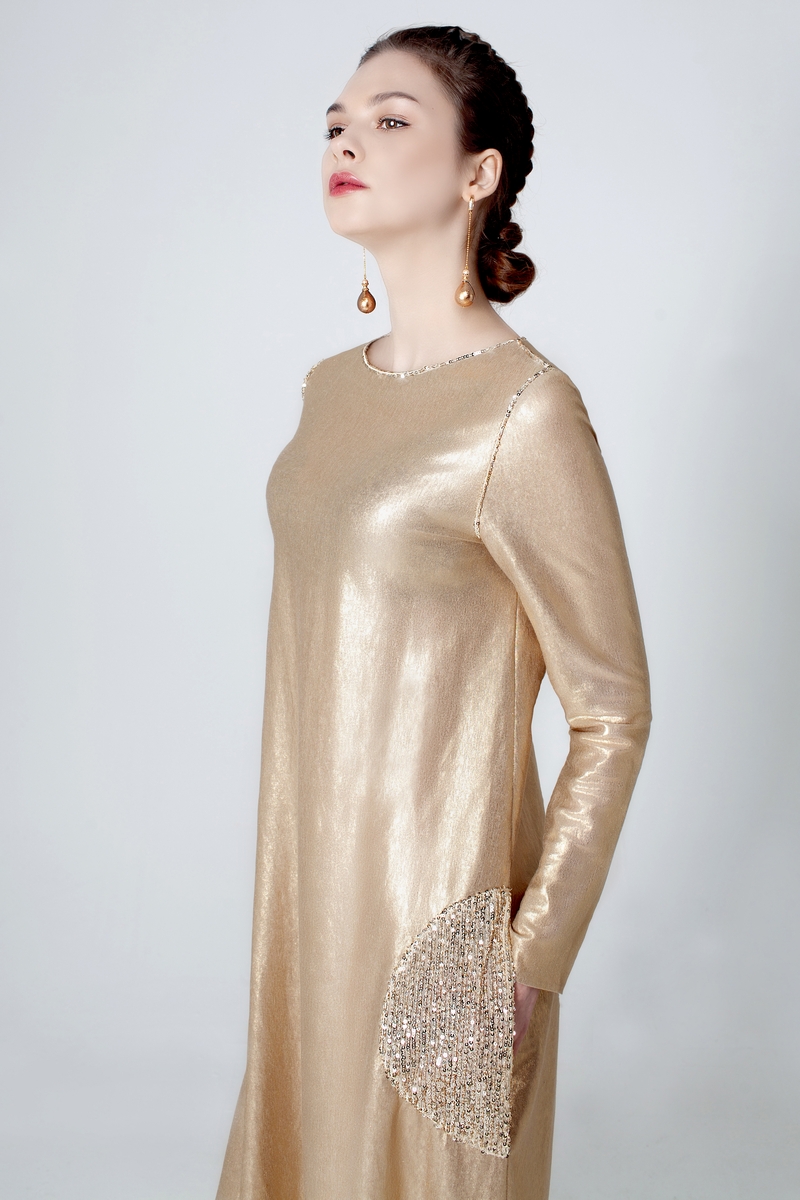 Вечернее дизайнерское платье Инара золото