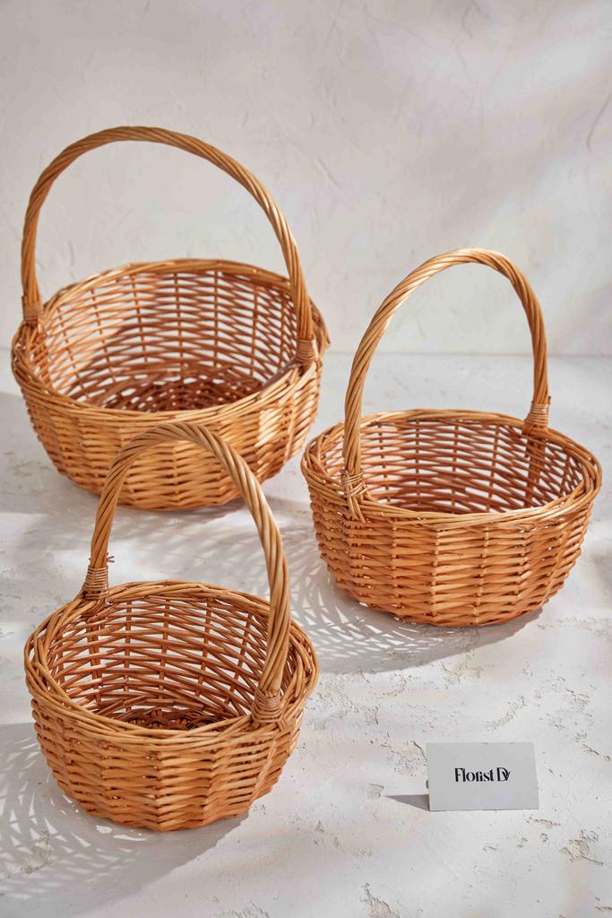 Набор круглых высоких корзин (3шт.) - Средние - Коричневые