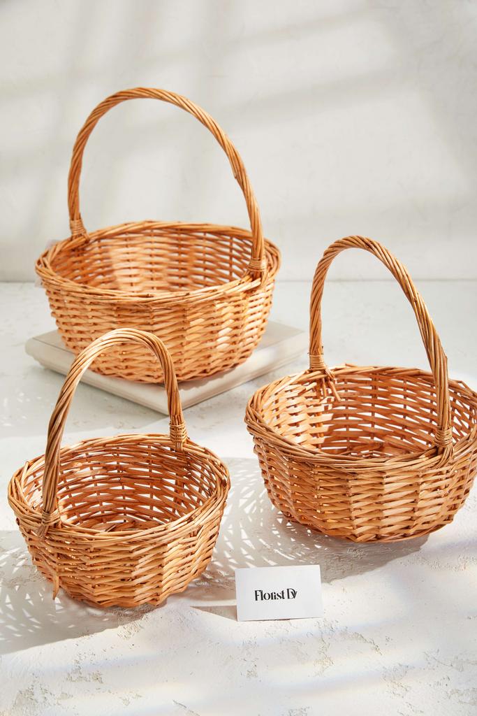 Набор круглых высоких корзин (3шт.) - Средние - Коричневые