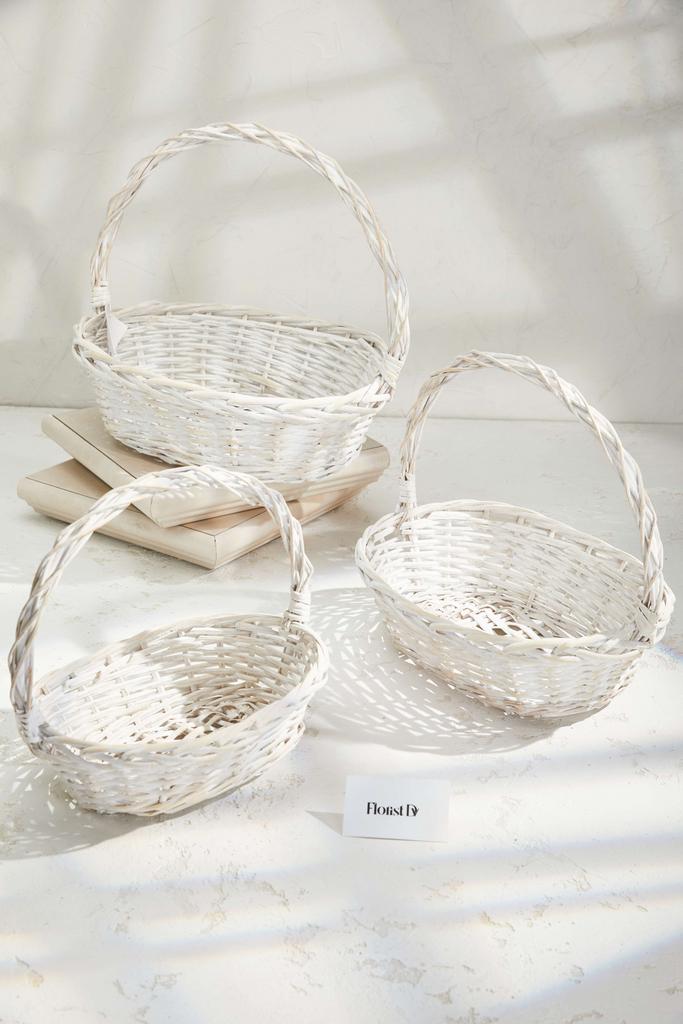 Набор овальных корзин (3шт.) - Средние - Бежевые