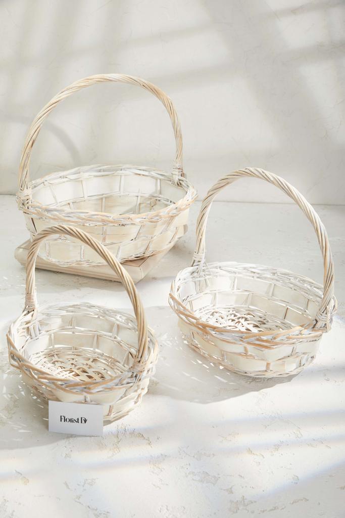 Набор овальных корзин (3шт.) - Средние - Бежево-коричневые