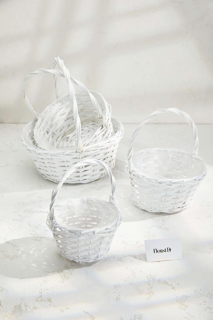 Набор круглых корзин (4шт.) - Средние - Белые