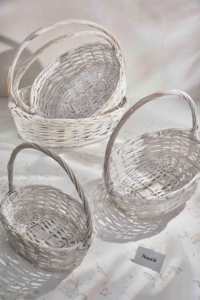 Набор овальных корзин (4шт.) - ГИГАНТ - Пыльно-белые