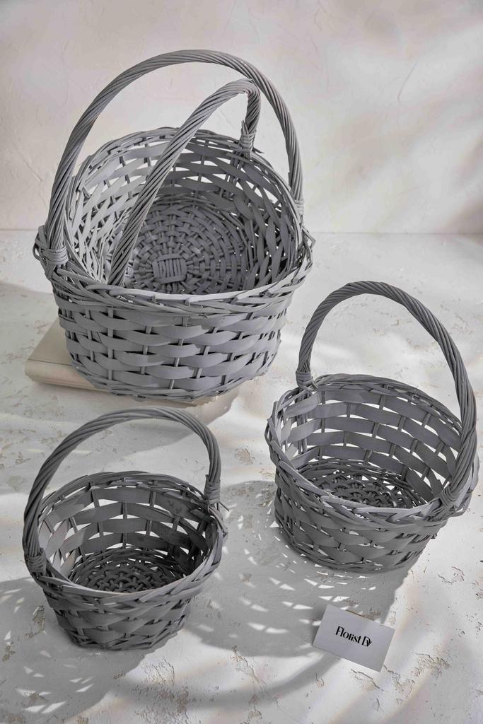 Набор круглых корзин (4шт.) - Большие - Серые