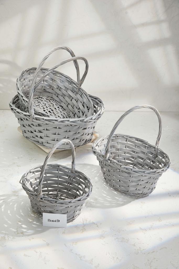 Набор овальных корзин  (4шт.) - Большие - Серые