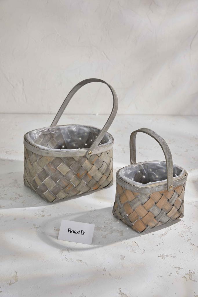 Набор овальных корзин сумочек (2шт.) - Маленькие - Серые