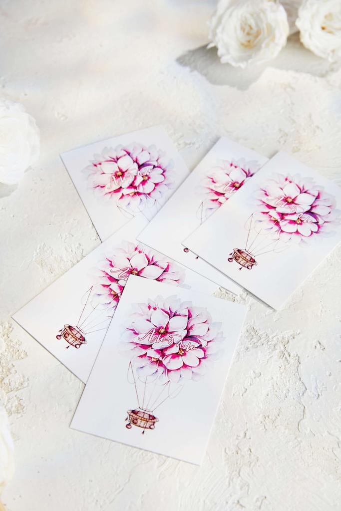 Мини-карточка "Воздушный шар из цветов"