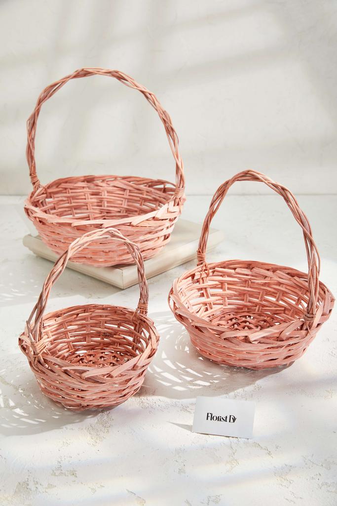 Набор круглых корзин (3шт.) - Светло-коричневые