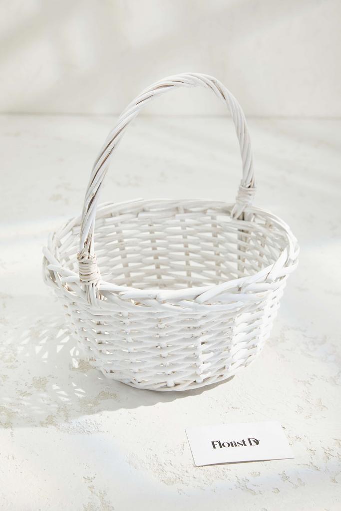 Круглая корзина высокая - Выбеленная