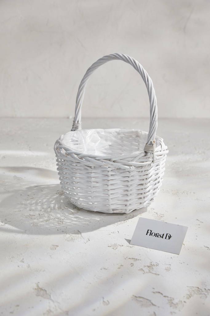 Круглая корзина высокая - Выбеленная