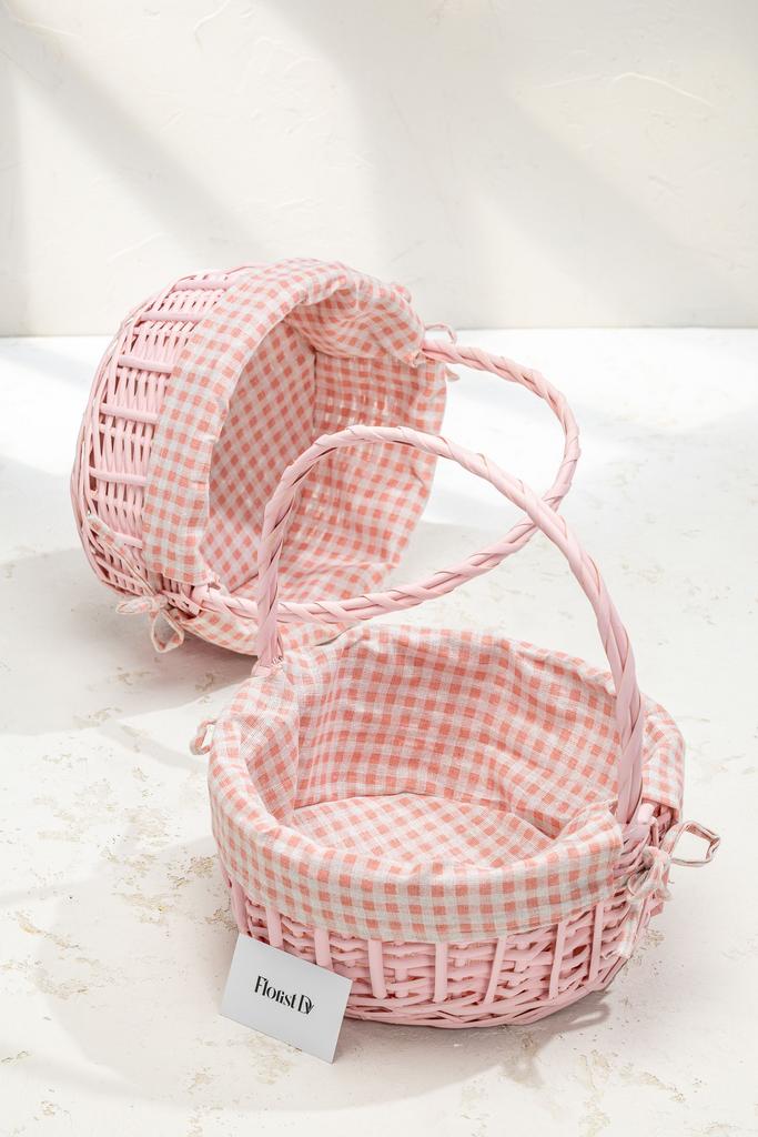 Круглая корзина - Розовая