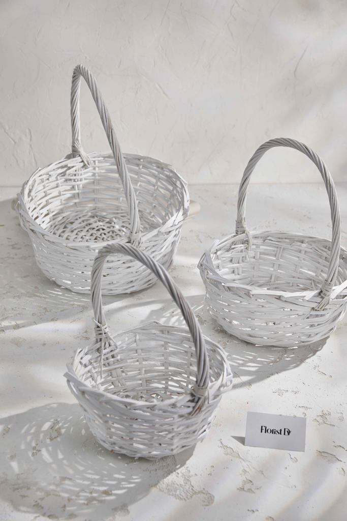 Набор круглых корзин (3шт.) - Выбеленные