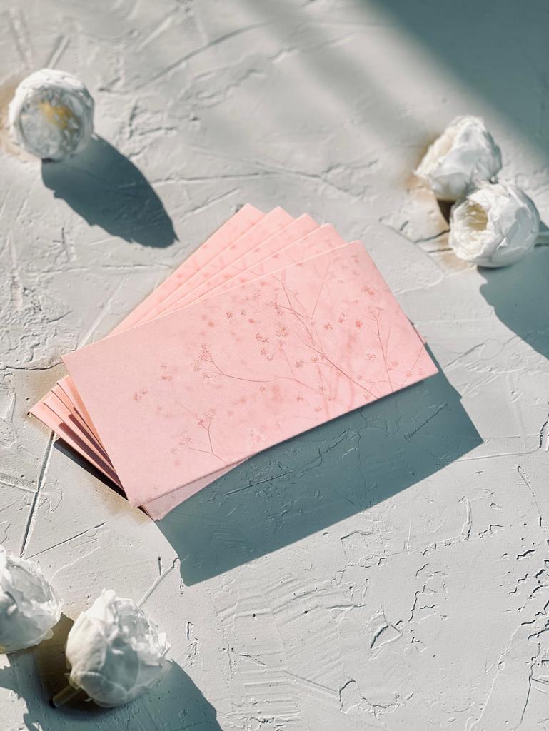 Конверт денежный - Розовые сухоцветы "Без надписи" (5 штук в комплекте)