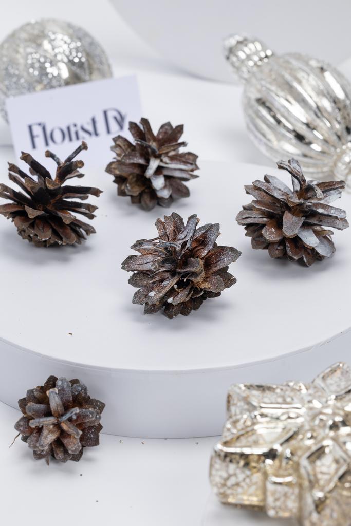 Шишка еловая Снежная - набор из 5 штук