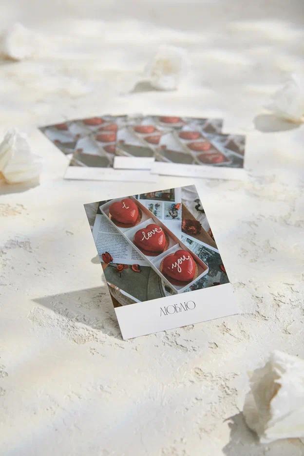 Фотокарточка "Люблю" - Пироженые в форме сердца