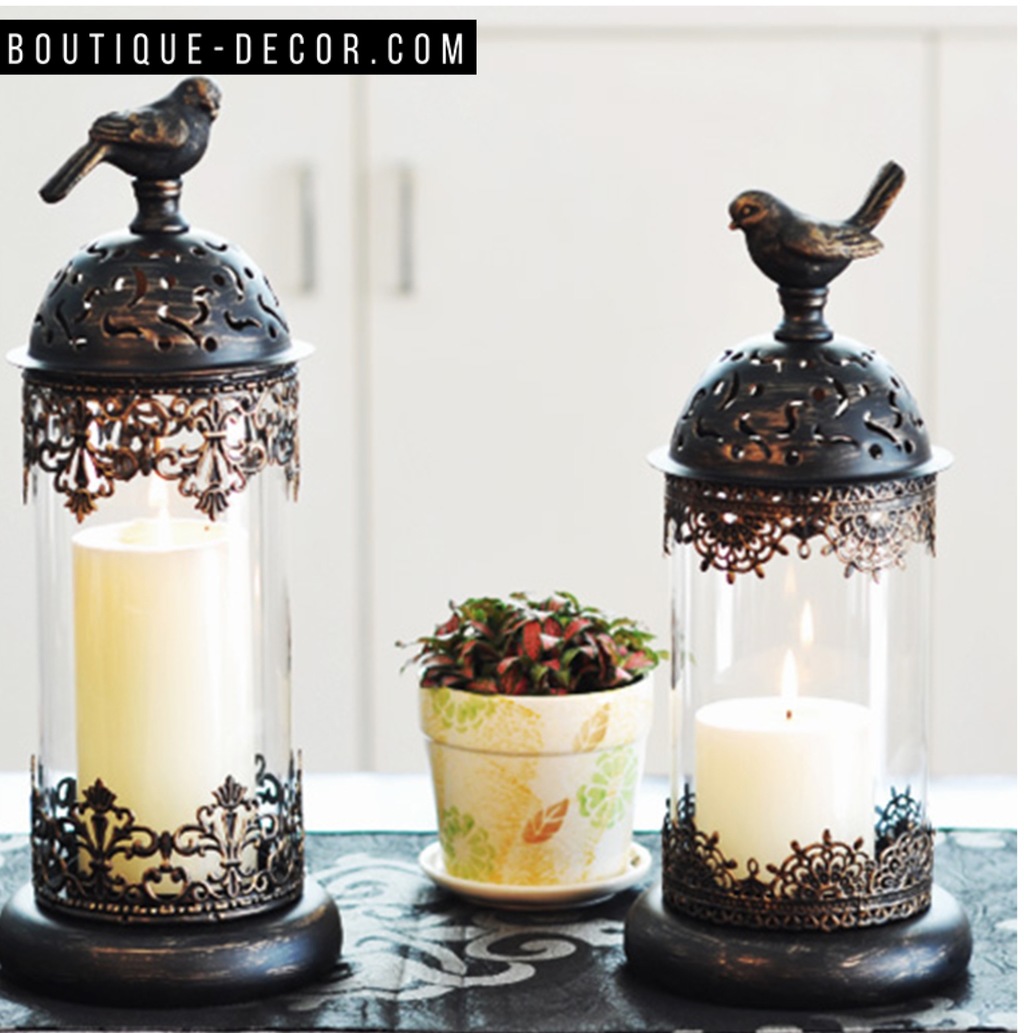 Декоративный дизайнерский подсвечник  "Antic bird" черный и белый