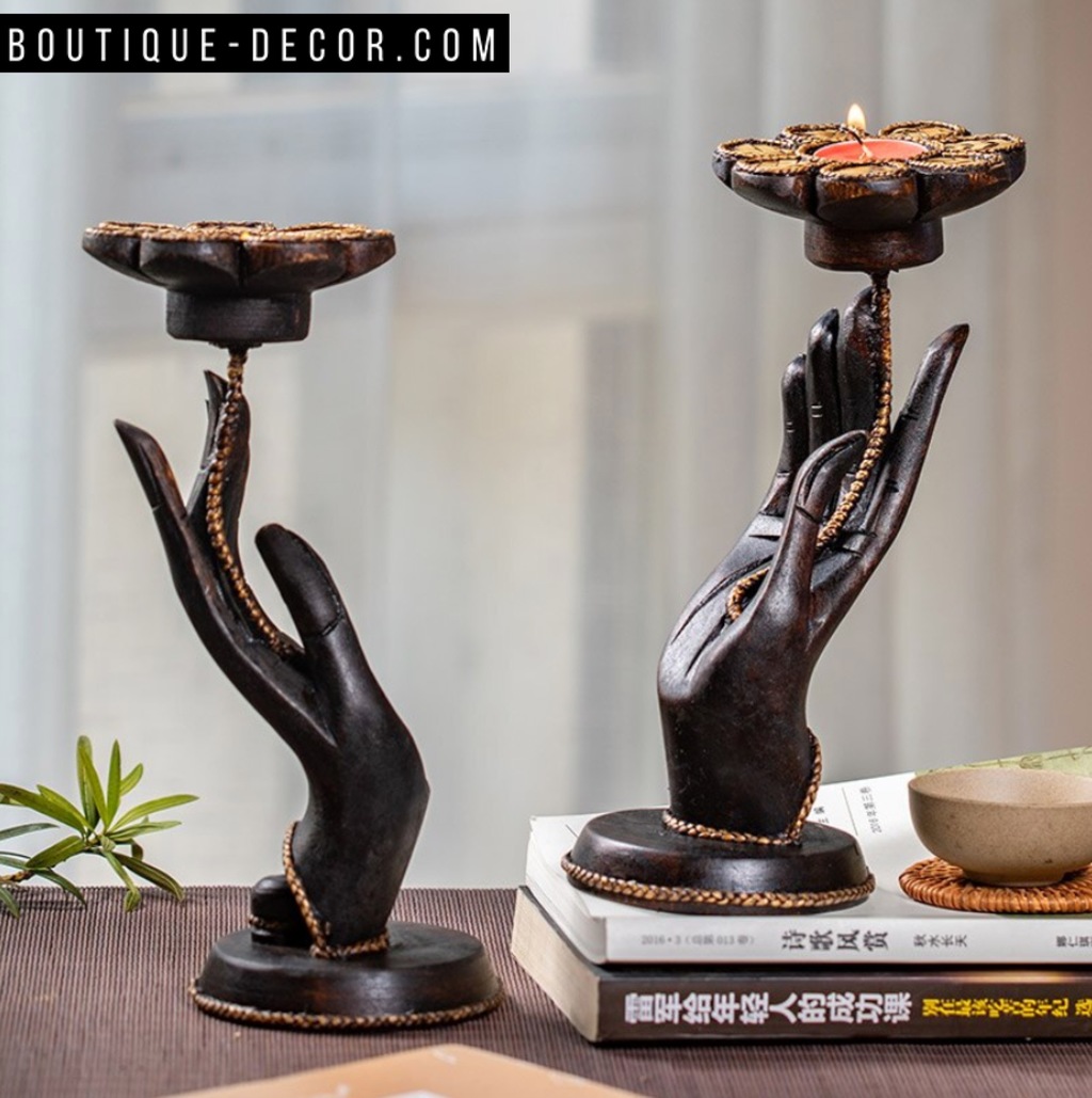 Декоративный дизайнерский подсвечник "Lotos hands"