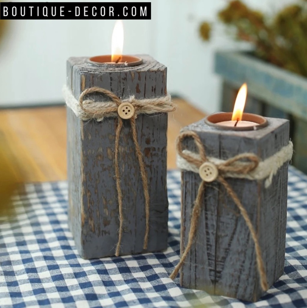 Декоративный дизайнерский подсвечник деревянный "Romantic old"