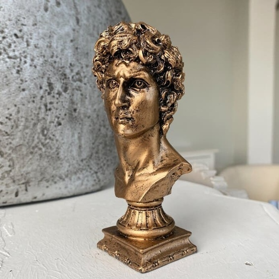 Декор для дома статуэтка бюст в античном стиле мужчина Давид из искусственного камня в цвете Бронза