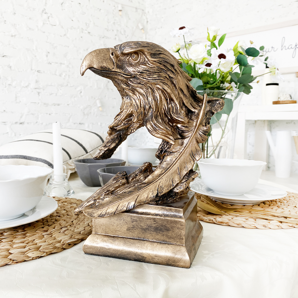 Декор для дома статуэтка орла в обстрактном стиле Eagle из искусственного камня в цвете Античное серебро