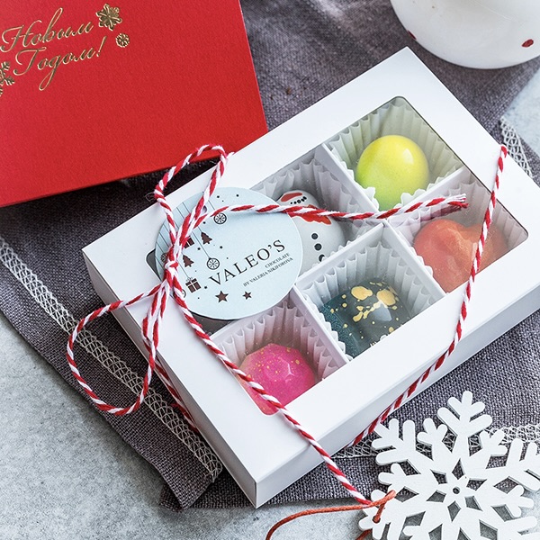 новогодние подарки купить в Хабаровске – набор из 6 конфет ручной работы