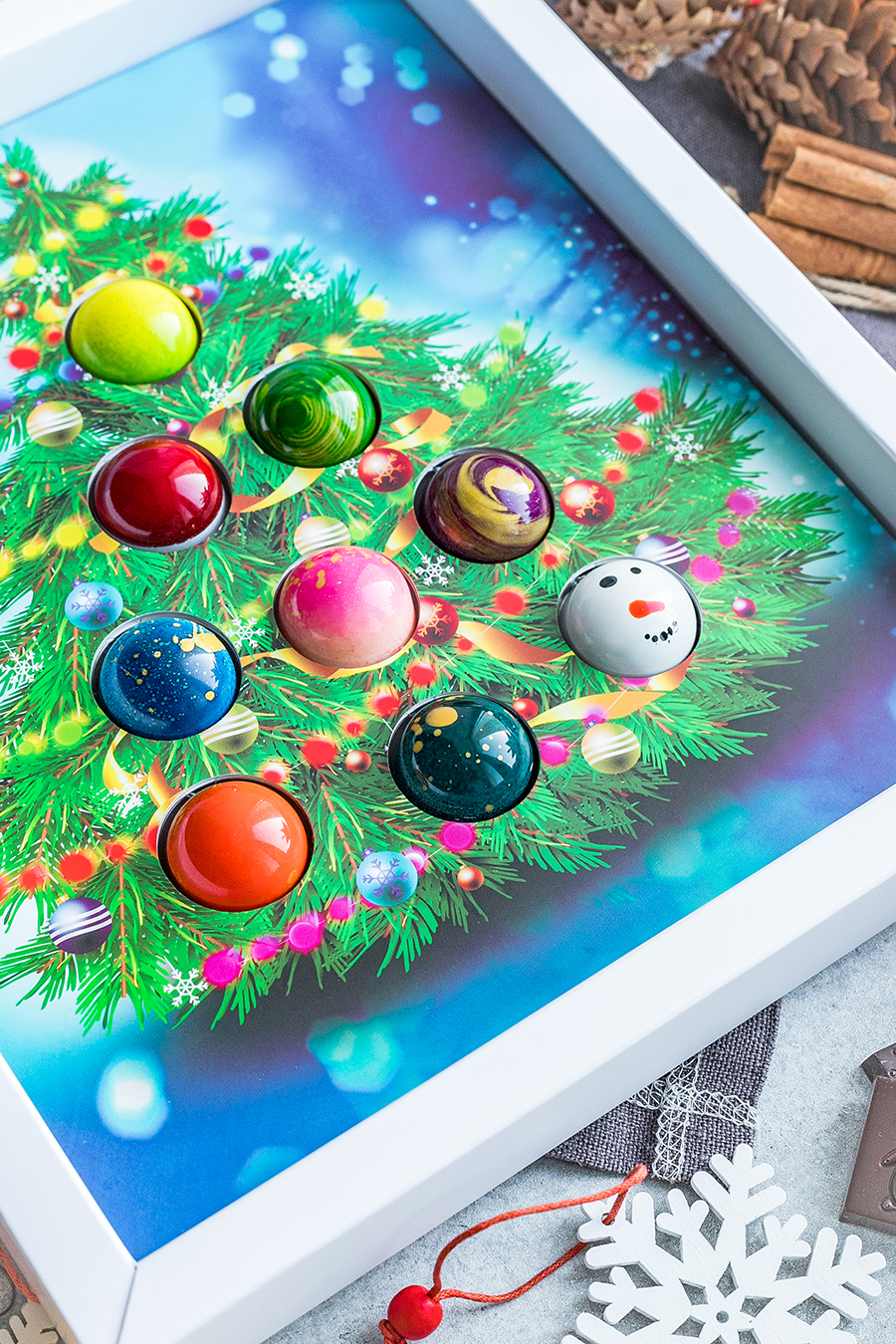 Новогодняя открытка "Елочка 3D" 9 конфет