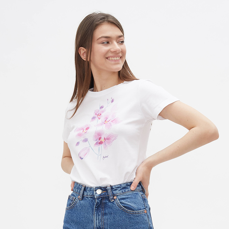 Футболка c принтом Орхидеи