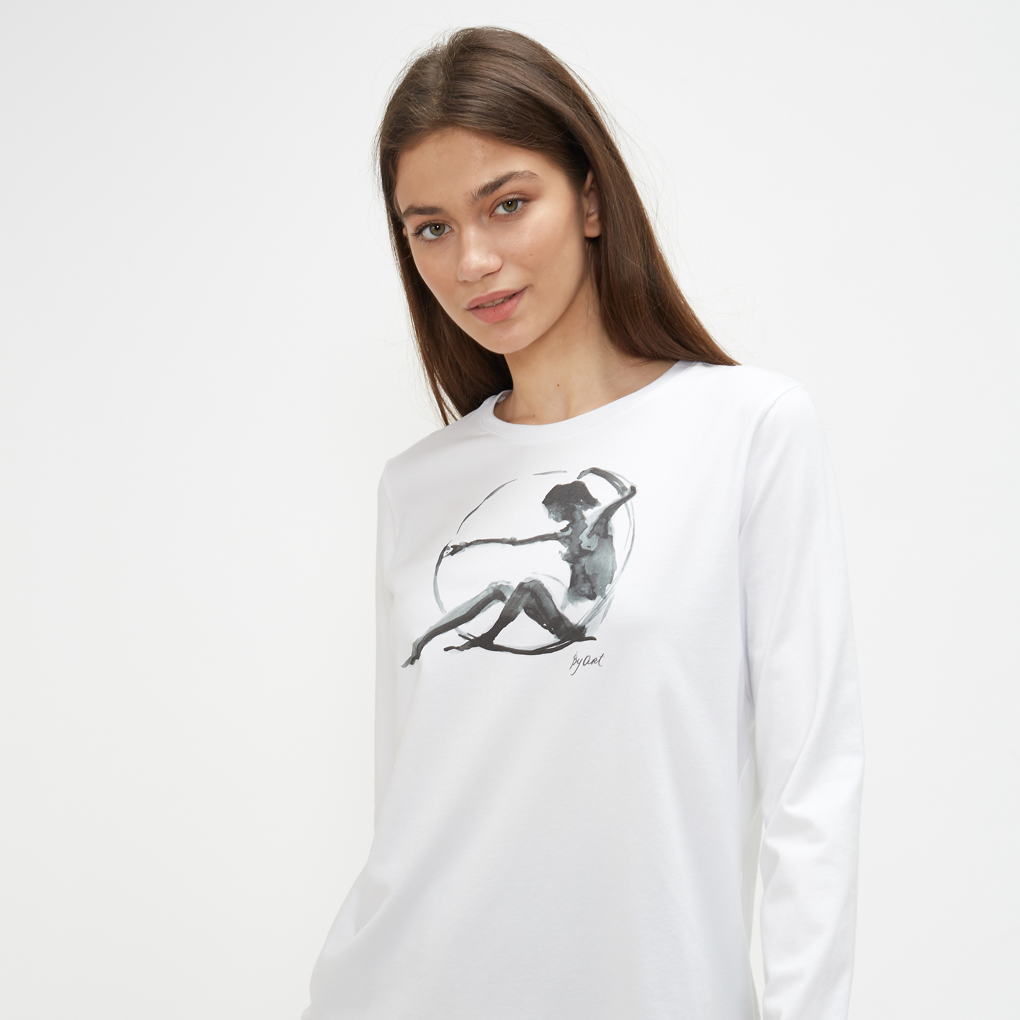 Лонгслив c принтом Гимнастка