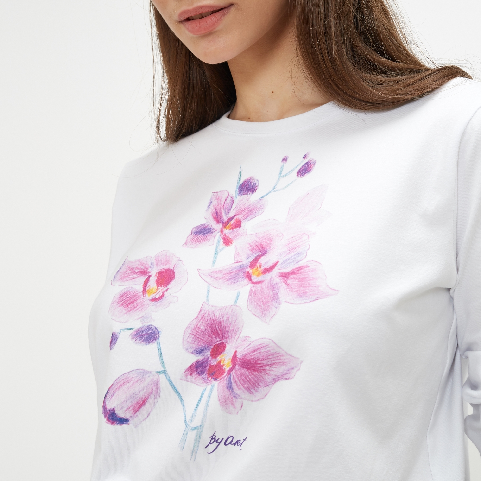 Лонгслив c принтом Орхидеи