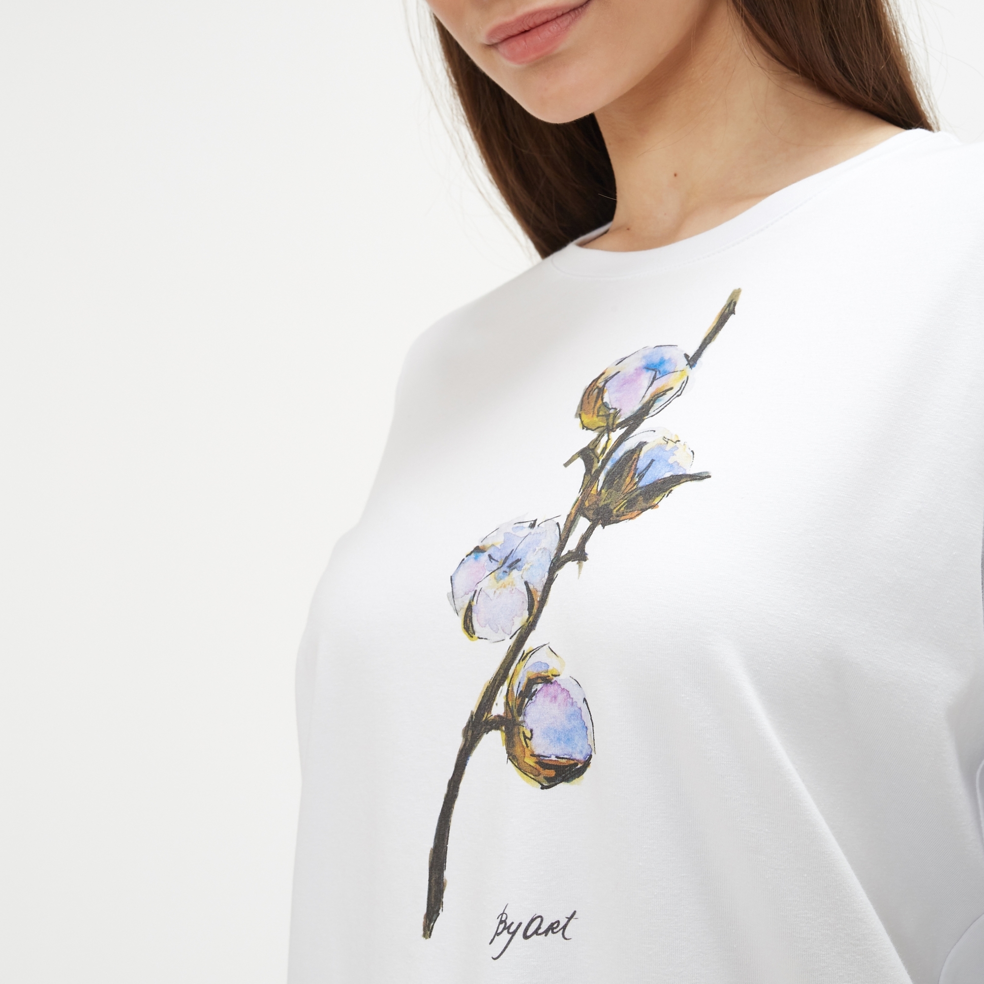 Лонгслив c принтом Хлопок