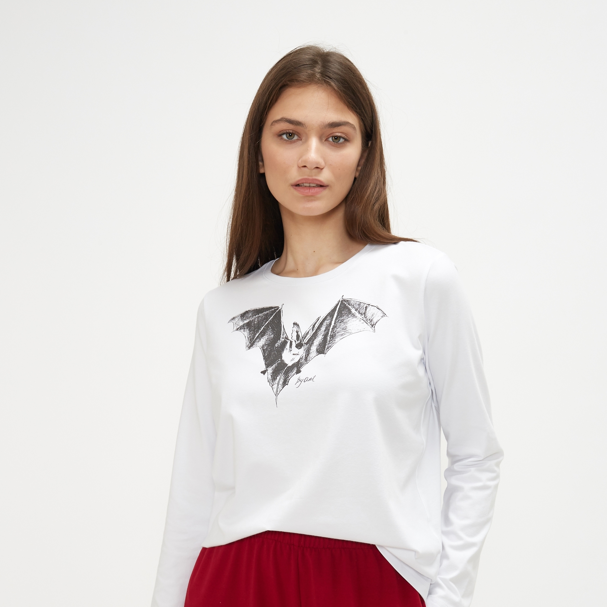 Лонгслив c принтом Летучая мышь