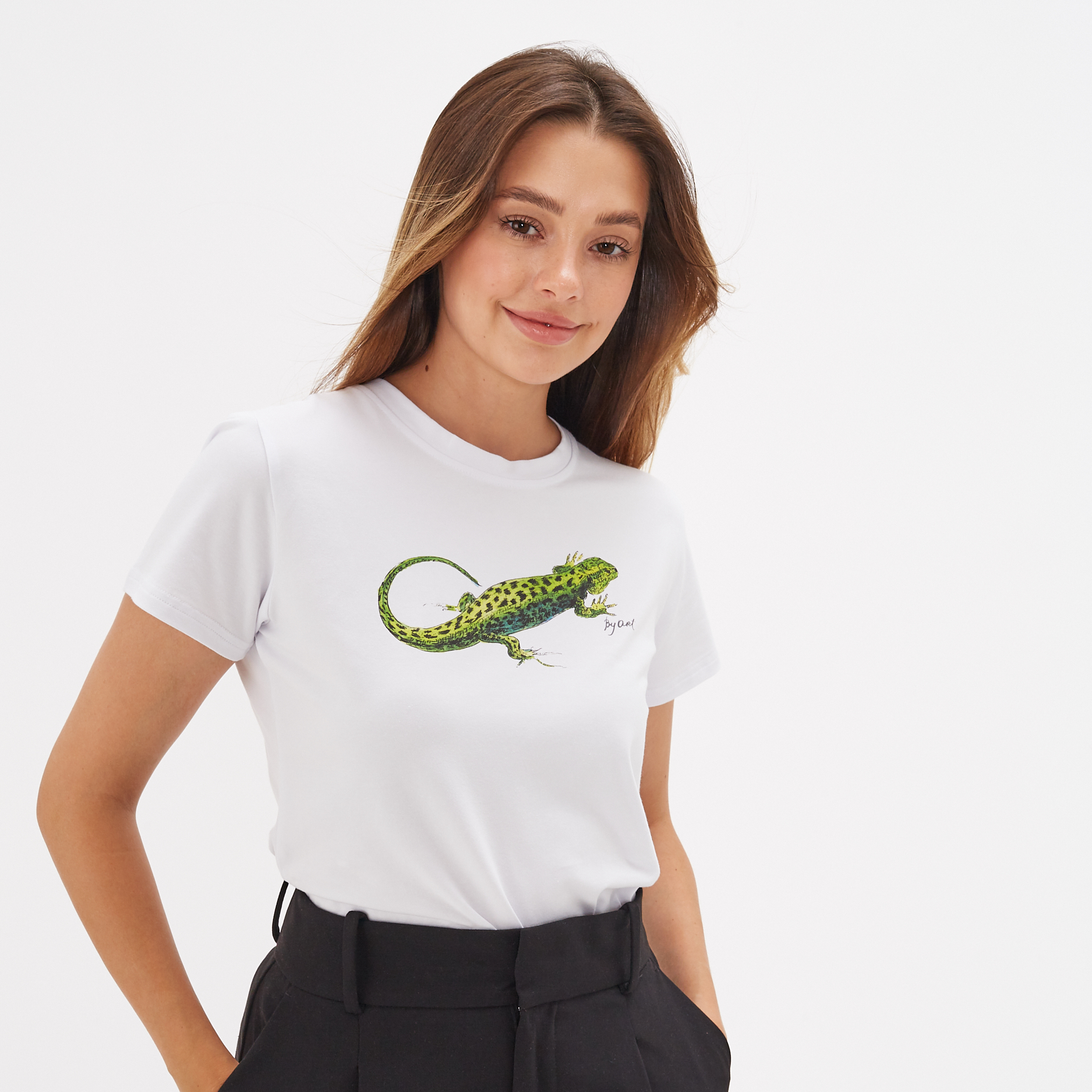 Футболка c принтом Ящерица
