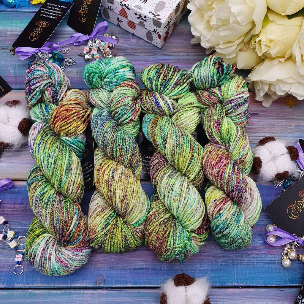 Меринос с хлопком "Зеленый экзотик"