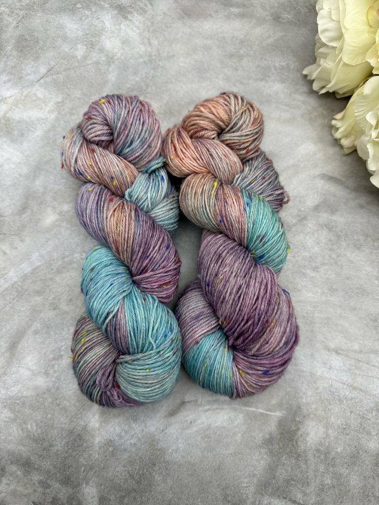 Нежный персик с тиффани твид с разноцветными крапушками