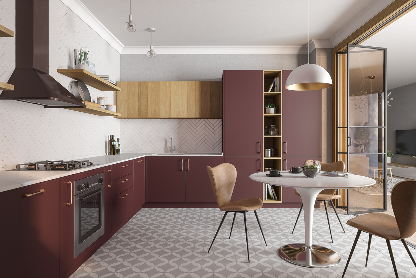 Кухня MINI Burgundy 2021