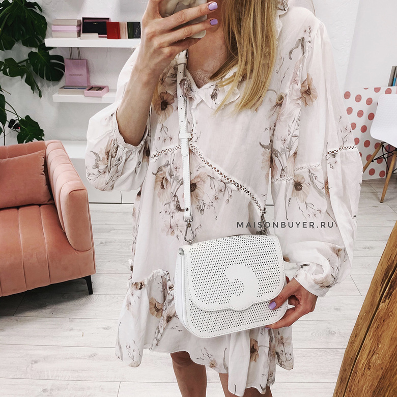 сумка COCCINELLE CRAQUANTE MICROFORO bag цвет white / белый HB0065S