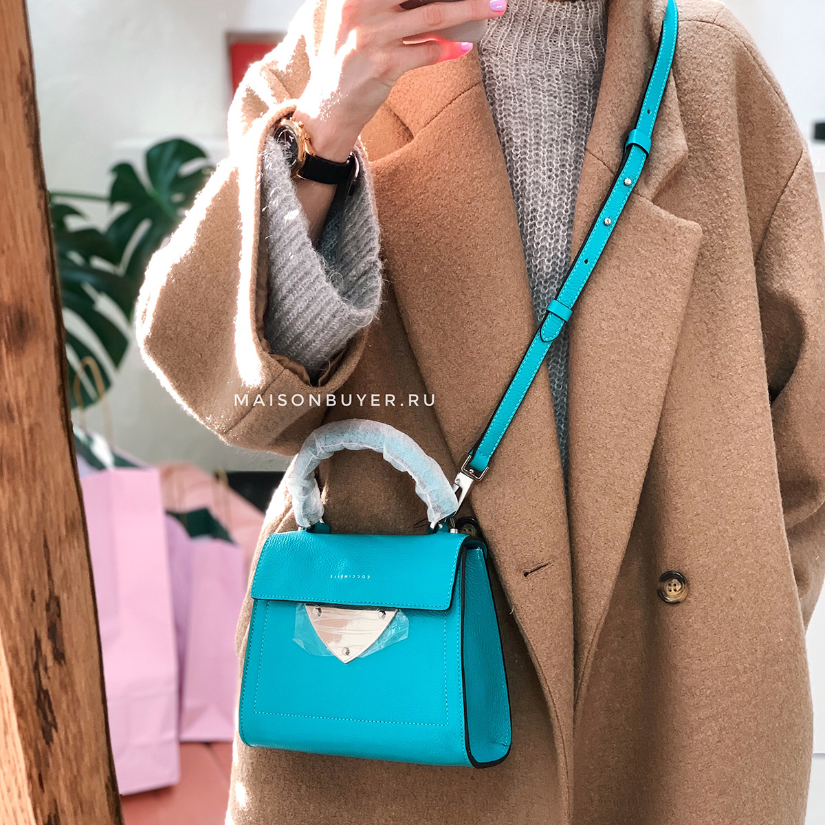 сумка COCCINELLE B14 MINI цвет TURQUOISE / бирюзовый витринный экземпляр HBB14S01